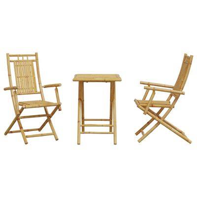 vidaXL 3 pcs conjunto de bistrô em bambu