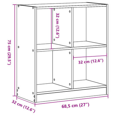 vidaXL Estante 68,5x32x75 cm derivados de madeira cinzento cimento