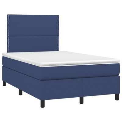 vidaXL Cama box spring c/ colchão e LED 120x190 cm tecido azul