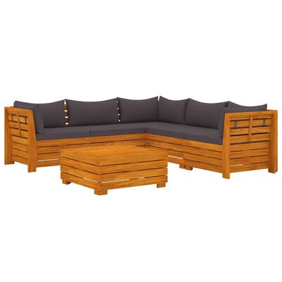 vidaXL 6 pcs conjunto lounge de jardim c/ almofadões acácia maciça