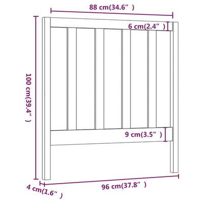 vidaXL Cabeceira de cama 96x4x100 cm pinho maciço preto