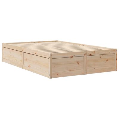 vidaXL Cama sem colchão 135x190 cm madeira de pinho maciça