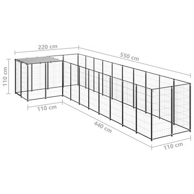 vidaXL Canil 7,26 m² aço preto