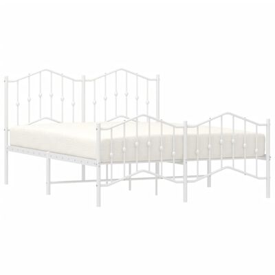 vidaXL Estrutura de cama com cabeceira e pés 150x200 cm metal branco