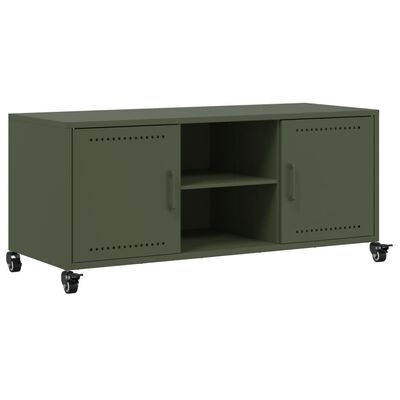 vidaXL Móvel de TV 100,5x39x43,5 cm aço verde-azeitona