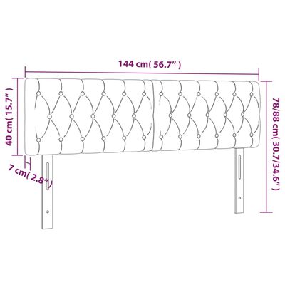 vidaXL Cabeceira de cama c/ luzes LED tecido 144x7x78/88cm cinza-claro