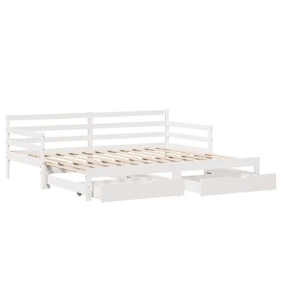 vidaXL Sofá-cama c/ gavetão e gavetas branco 90x190cm madeira de pinho