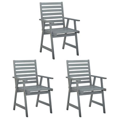 vidaXL Cadeiras de jantar p/ jardim 3 pcs c/ almofadões acácia maciça