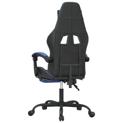 vidaXL Cadeira gaming giratória c/ apoio pés couro artif. preto/azul