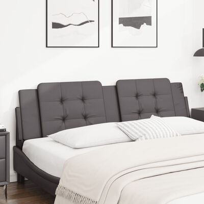 vidaXL Almofadão de cabeceira 180 cm couro artificial cinzento