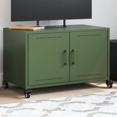 vidaXL Móvel de TV 68x39x43,5 cm aço verde azeitona