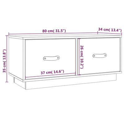 vidaXL Móvel de TV 80x34x35 cm madeira de pinho maciça