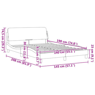 vidaXL Estrutura cama c/ cabeceira couro artif. 140x190cm branco/preto