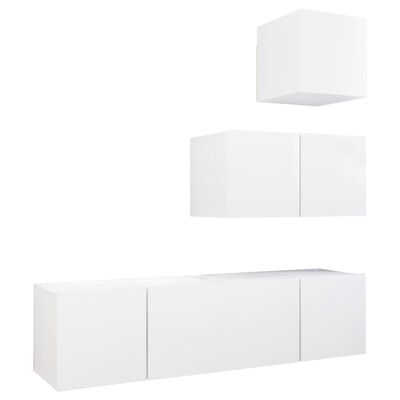 vidaXL 4 pcs conjunto de móveis de TV derivados de madeira branco