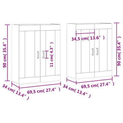 vidaXL Móveis de parede 2 pcs derivados de madeira cinzento cimento