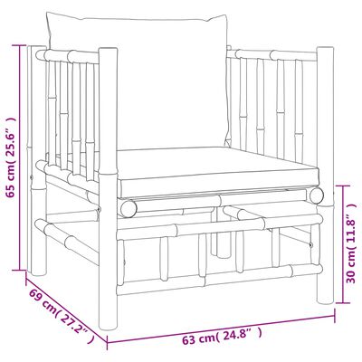 vidaXL 12pcs conjunto lounge de jardim bambu c/ almofadões branco nata