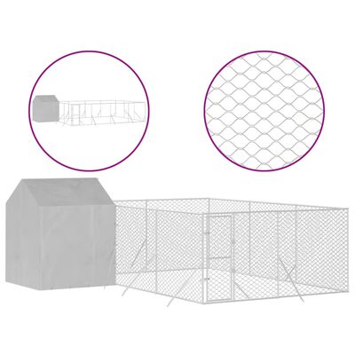 vidaXL Canil de exterior com teto 6x6x2,5 m aço galvanizado prateado