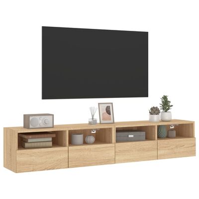 vidaXL Móveis parede TV 2pcs 80x30x30cm deriv. madeira carvalho sonoma