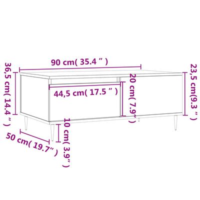 vidaXL Mesa de centro 90x50x36,5 cm derivados de madeira preto