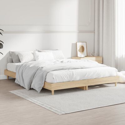 vidaXL Estrutura de cama 135x190 cm derivados madeira carvalho sonoma