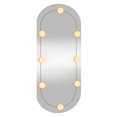 vidaXL Espelho de parede oval com luzes LED 35x80 cm vidro