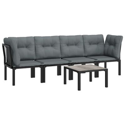 vidaXL 5 pcs conjunto lounge de jardim vime PE preto/cinzento