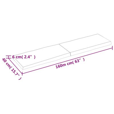 vidaXL Tampo de mesa com bordas vivas maciço tratado castanho-escuro