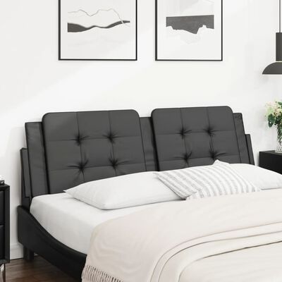 vidaXL Almofadão de cabeceira 160 cm couro artificial preto