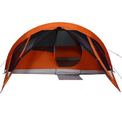 vidaXL Tenda familiar estilo cabana 6 pessoas imperm. cinza/laranja