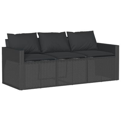 vidaXL 2 pcs conjunto de jantar p/ jardim c/ almofadões vime PE preto