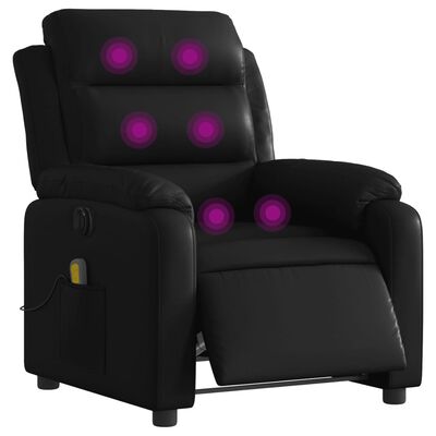 vidaXL Poltrona massagens reclinável elétrica couro artificial preto