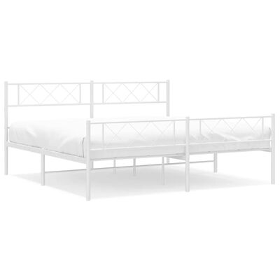 vidaXL Estrutura de cama com cabeceira e pés 180x200 cm metal branco