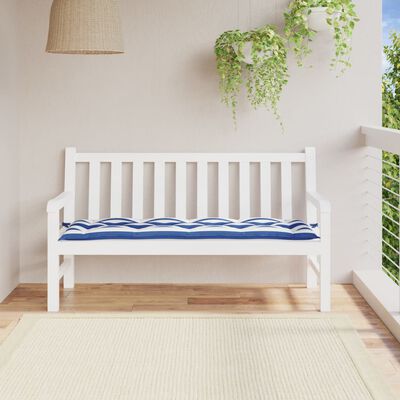 vidaXL Almofadão p/ banco jardim 150x50x7 cm tecido oxford azul/branco