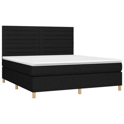 vidaXL Cama box spring c/ colchão e LED 180x200 cm tecido preto