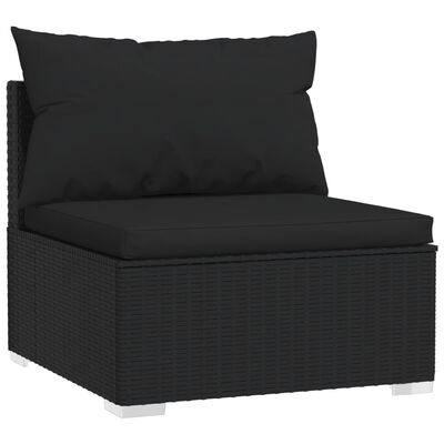 vidaXL 10 pcs conjunto lounge de jardim c/ almofadões vime PE preto