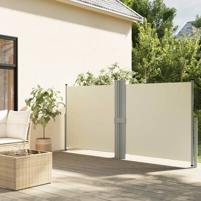 vidaXL Toldo lateral retrátil 140x1200 cm cor creme