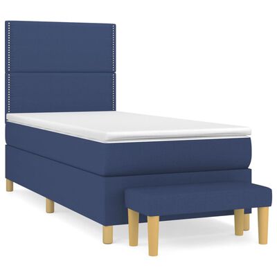 vidaXL Cama com molas/colchão 90x190 cm tecido azul