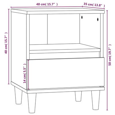 vidaXL Mesa de cabeceira 40x35x50 cm cinzento sonoma