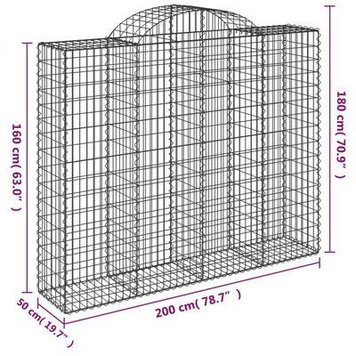 vidaXL Cestos gabião arqueados 14 pcs 200x50x160/180 ferro galvanizado