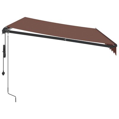 vidaXL Toldo retrátil automático com luzes LED 350x250 cm castanho