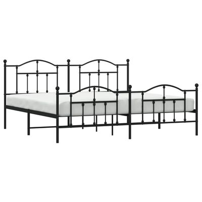 vidaXL Estrutura de cama com cabeceira e pés 200x200 cm metal preto