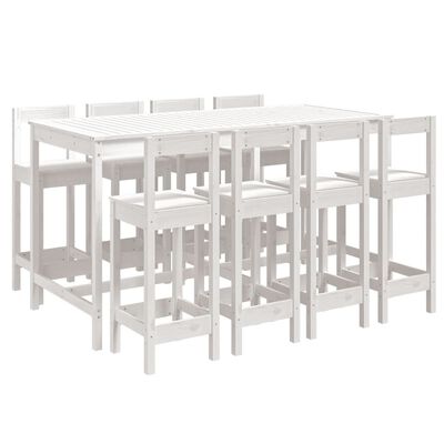 vidaXL 9 pcs conjunto de bar para jardim pinho maciço branco