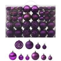 vidaXL Conjunto de bolas de natal 100 pcs roxo