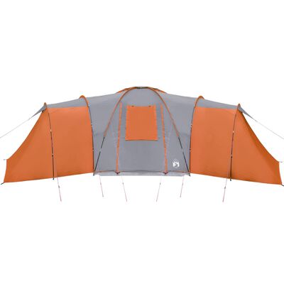 vidaXL Tenda familiar cúpula para 12 pessoas impermeável cinza/laranja