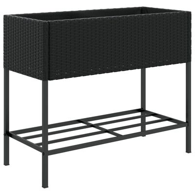 vidaXL Canteiro de jardim com prateleira 2pcs 90x40x75cm vime PE preto