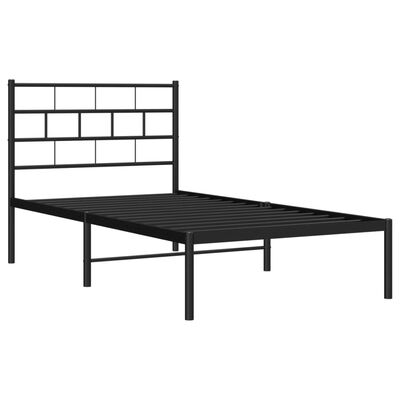 vidaXL Estrutura de cama com cabeceira 90x200 cm metal preto