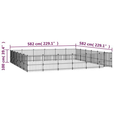 vidaXL Canil de exterior 33,87 m² aço