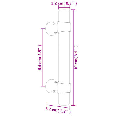 vidaXL Puxadores para móveis 20 pcs 64 mm aço inoxidável bronze