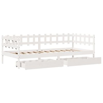 vidaXL Sofá-cama c/ gavetas 90x190 cm madeira de pinho maciça branco