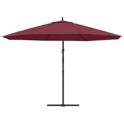 vidaXL Guarda-sol cantilever de jardim c/ poste alumínio 350 cm bordô